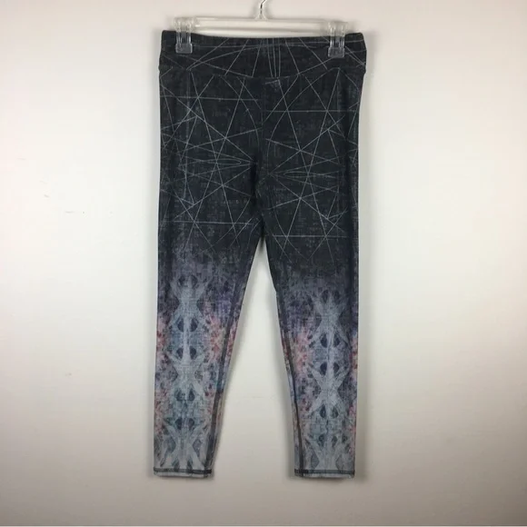 Evolution and Creation Active Gray Tie Dye Geometric Stretch Leggings Medium - Picture 1 of 9